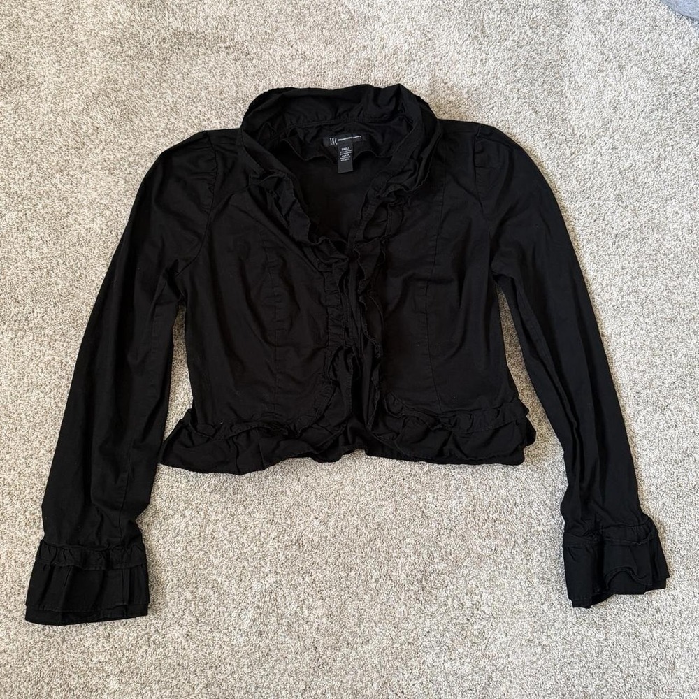 Vintage INC International Concepts Black Ruffle Gothic Blouse — Size Small